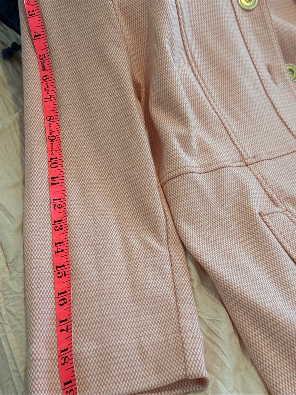 CAbi Peach-Pink Textured Button-Front Trench Coat - Picture 8 of 11